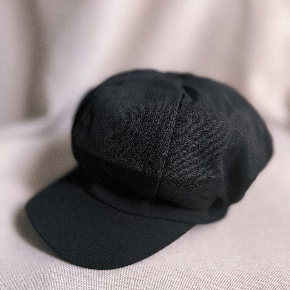 Black Baker Boy Cap, Soft Panelled Newsboy